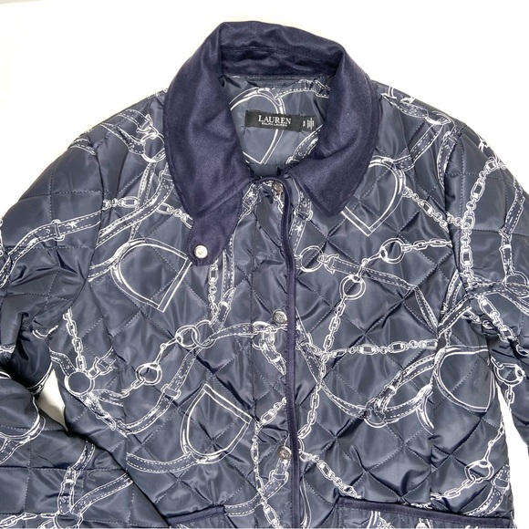 LAUREN RALPH LAUREN Navy Belting Print Quilted Jacket - Picture 4 of 16